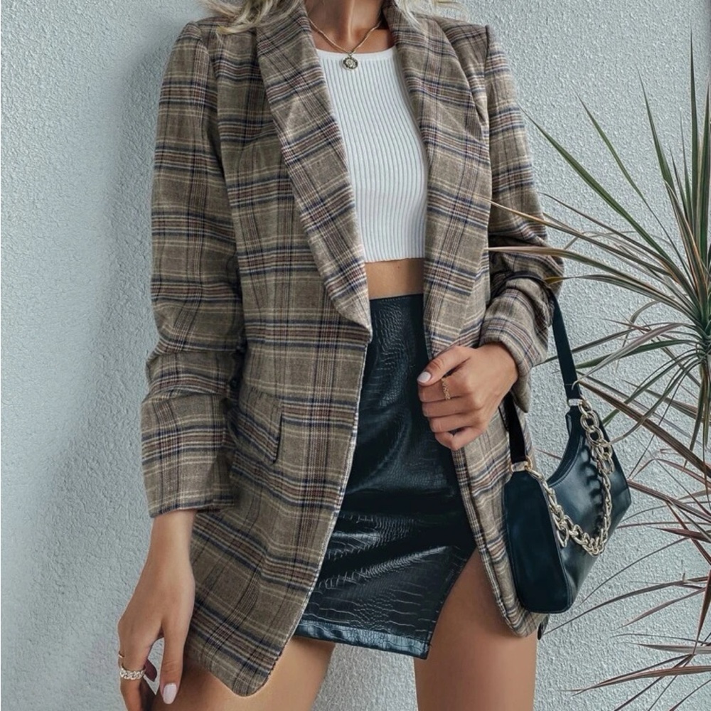 Plaid Collar Blazer